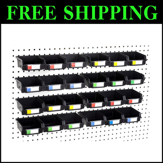Efficient 24-Pack Heavy Duty Bins for Pegboards - Organize Your Workspace