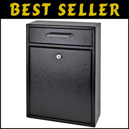 High Security Wall-Mounted Mailbox - Durable Steel Locking Drop Box for Offices