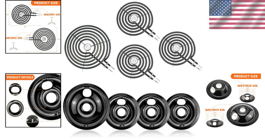 Electric Stove Drip Pans & Burner Replacement Kit – 4 Pieces for Quality Cooking