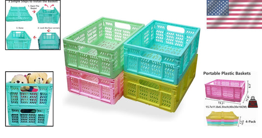 Durable 20L Collapsible Storage Baskets - Ideal for Home & Office Organization