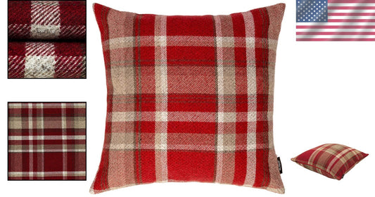 20x20 Red Heritage Tartan Cushion Cover - Machine Washable & Stylish Decor