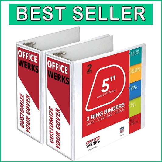 2-Pack 5 Inch Heavy Duty View Binder with Locking D Rings - Professional Quality