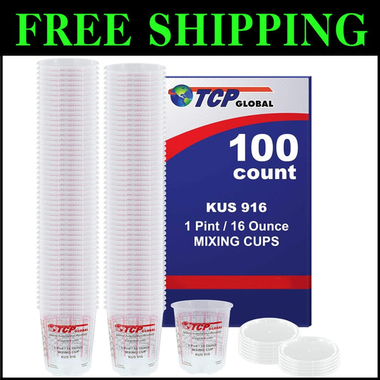 Solvent-Resistant 16oz Plastic Mixing Cups with Lids for Art & Automotive Use
