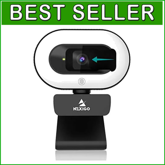 1080P HD Webcam with Ring Light & Auto-Focus for Zoom & Online Learning