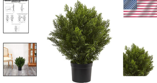 2ft Weather-Resistant Cedar Artificial Bush for Stylish Home & Office Decor