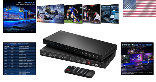 4x4 HDMI Matrix Switcher 4K 60Hz with Audio Extractor & Remote Control