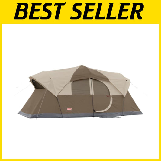 All-Season 10-Person Tent with Rainfly and Room Divider for Family Comfort