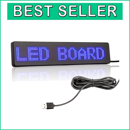 Customizable LED Window Sign - 9" Blue Display for Car, Taxi, Storefront