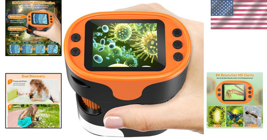4K Handheld Microscope for Kids - Portable Learning Tool & Gift Box Included