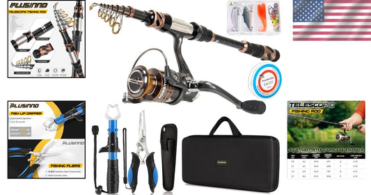 Portable Carbon Fiber Fishing Combo with Carrier Case - Great Gift for Anglers