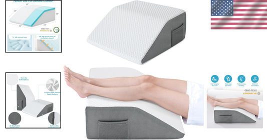 10" Cooling Gel Memory Foam Leg Elevation Pillow for Pain Relief & Comfort