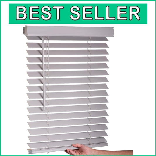 2" Smooth Light Gray Faux Wood Blinds - Cordless Window Treatment for Any Room