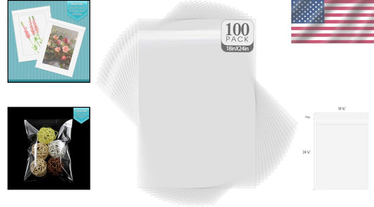 18 3/8 x 24 1/8 Crystal Clear Storage Bags - 100 Pack for Artwork Protection
