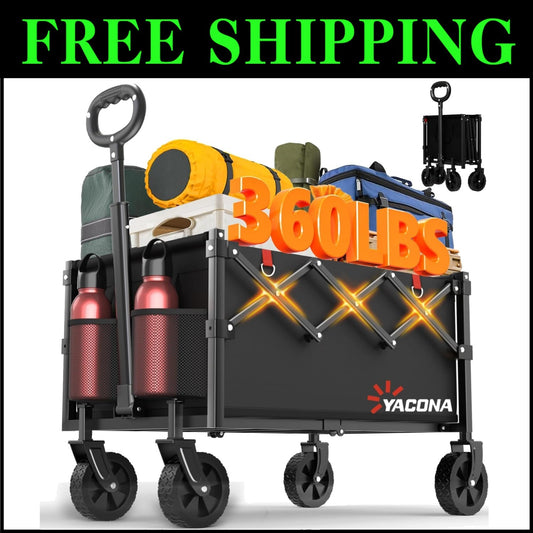 Lightweight Portable Utility Shopping Cart with Anti-Slip Wheels for Outdoors