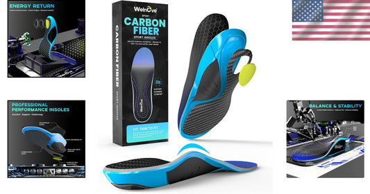 Carbon Fiber Sport Insoles with Arch Support for Enhanced Athletic Performance