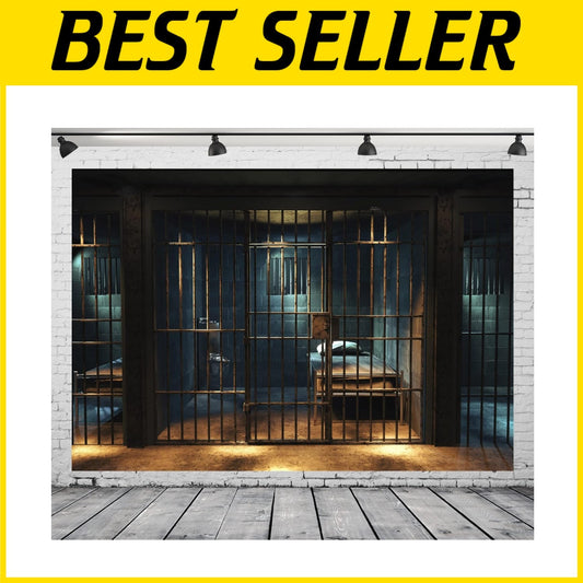 10x8ft Jail Cell Backdrop - Upgraded Polyester Photo Background for Events