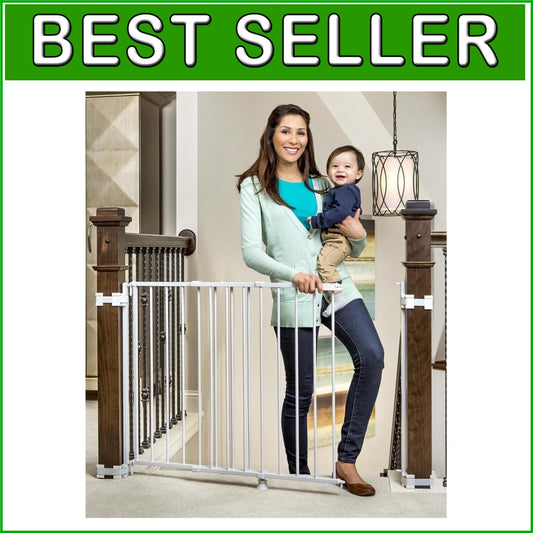 Expandable 2-in-1 Steel Baby Gate with Banister Mounting Kit—Safety First!