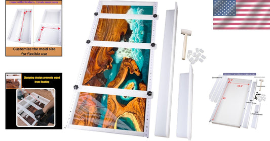 Effortless Resin Art with Large Adjustable 47x19.5x3 Epoxy Mold - No-Seal Design