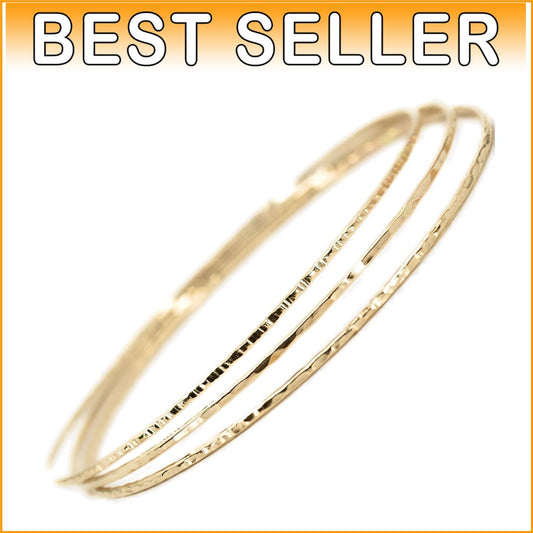 Customizable 14k Gold Filled Stacking Bangles Set - Handmade in Portland