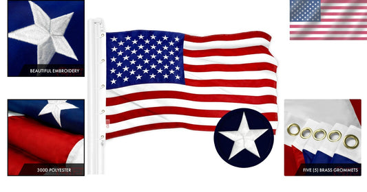 Classic 10x15 Ft American Flag - Heavy Duty Polyester with Embroidered Stars