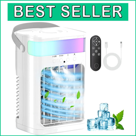 Portable Air Conditioner with 1500ML Water Tank & Colorful Lights - Cool Comfort