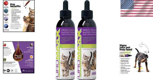 Powerful Bladder & Kidney Support for Dogs and Cats - 2 Bottles, 6 oz Each