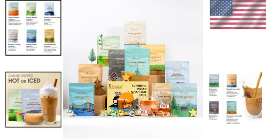 Exquisite Ayurvedic Chai Tea Gift Set - 10 Varieties, 100% Real Ingredients