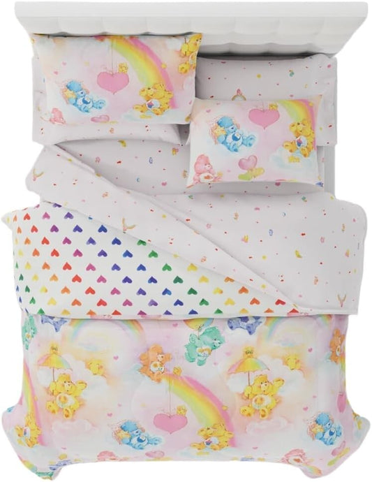 Vibrant 7-Piece Care Bears Comforter & Sheet Set - Full Size, Machine Washable