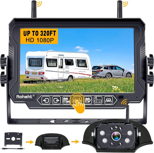 Wireless RV Backup Camera 1080P with 7'' Touchscreen LCD Monitor - Easy Setup