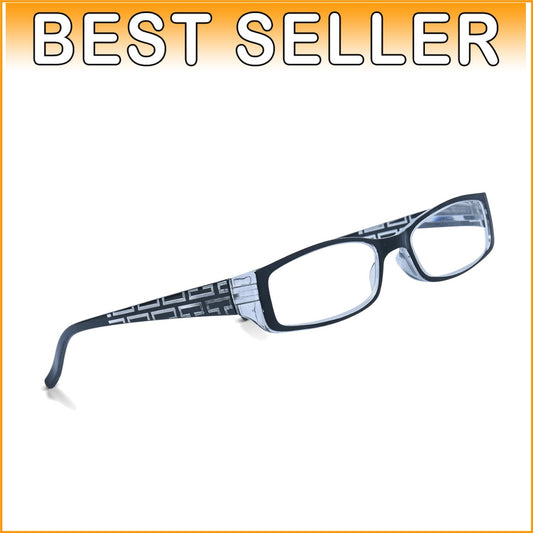 Stylish High Magnification Reading Glasses with Grecian Key Design - 7.0X