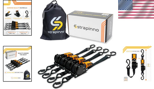 Durable 1 in x 10 ft Tie-Down Straps, 500lbs Load Limit - Ultimate Reliability