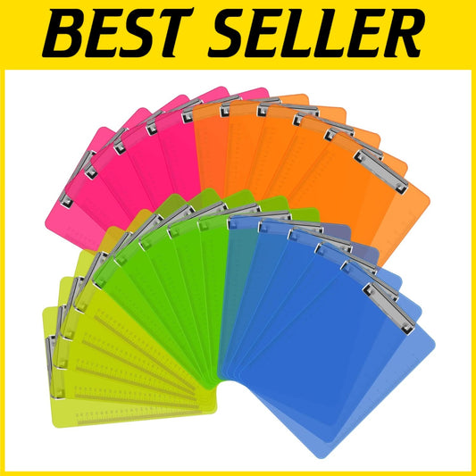 Smooth Surface Plastic Clipboards - 25 Pack, Low Profile Clips for Easy Use