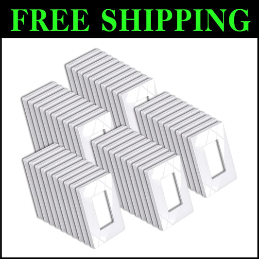 Ultra-Safe 1 Gang Screwless Wall Plates - 50 Gloss Snow White Covers, Easy Clean