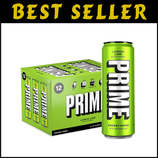 High-Performance PRIME Energy Drink | Lemon Lime Flavor - 12 Pack Caffeine Boost