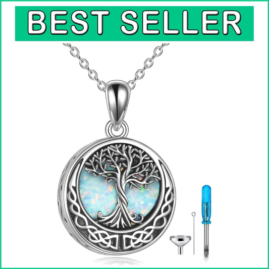 Personalized Tree of Life Memorial Urn Necklace - Sterling Silver with Engraving