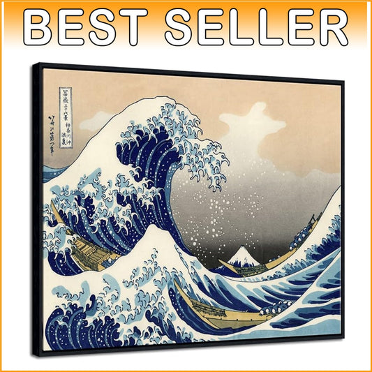 Beautifully Framed Great Wave Giclee Canvas Art – Perfect Gift for Any Occasion