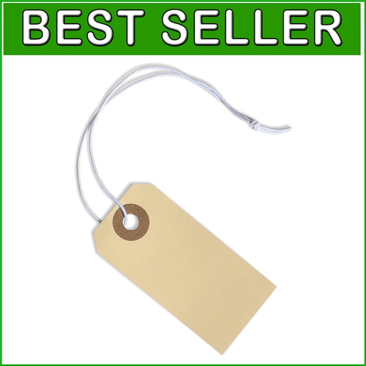 Elastic String Manila Tags - 500 Premium Quality 2 3/4” x 1 3/8” Shipping Labels