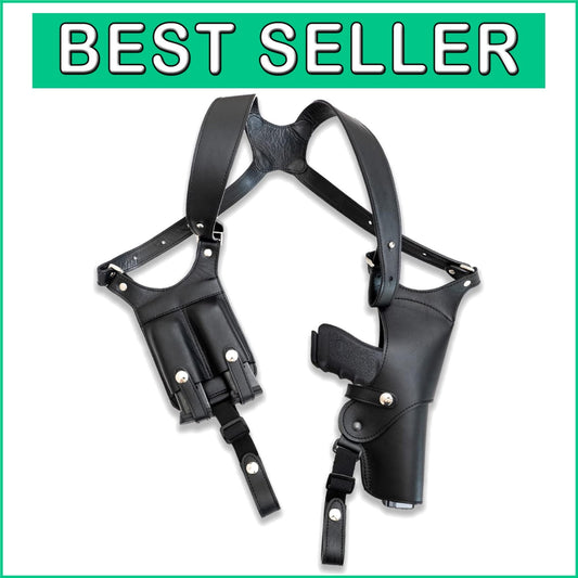 Dual Magazine Pouch Leather Shoulder Holster - Perfect for Concealed Carry