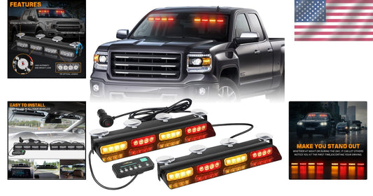 Easy Install 14" Amber/Red Strobe Lights for Construction and Emergency Response