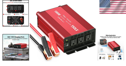 3 AC Outlet 1000W Power Inverter - Ideal Solution for Home & Outdoor Power Needs