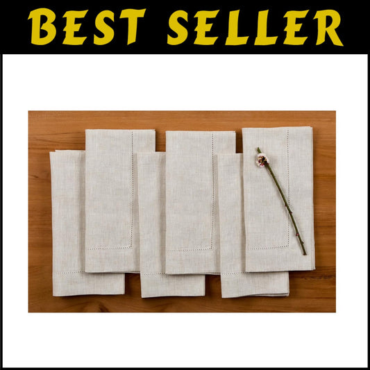 Handcrafted 100% Pure Linen Dinner Napkins - Set of 6 for Elegant Table Settings