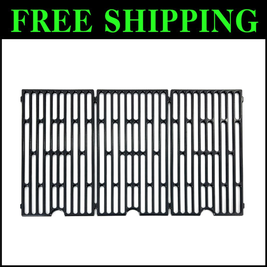 Heavy Duty 16 7/16" x 9 1/16" Grill Grates - Polished Porcelain Cast Iron Set