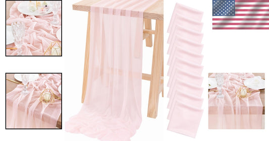 10ft Blush Pink Soft Gauze Table Runners - Ideal for Parties & Celebrations