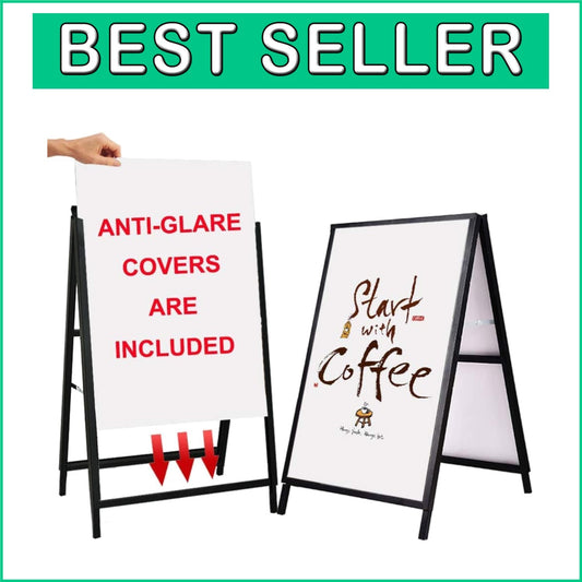 Durable Black A Frame Sandwich Board with Anti-Glare Covers for Outdoor Business