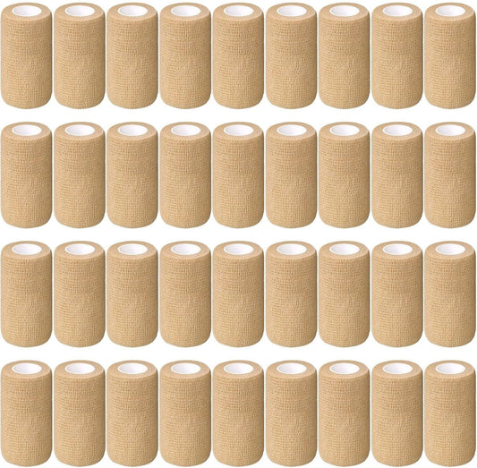36 Pcs Self-Adherent Elastic Bandage Wrap - Breathable Cohesive Tape for Sports
