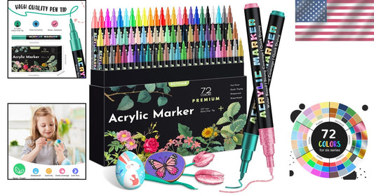 Vibrant 72 Colors Acrylic Paint Pens - Ideal for Sketching, Calligraphy & More