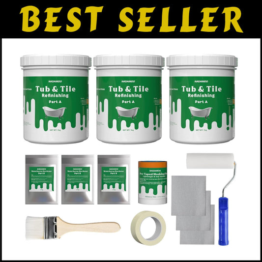 DIY Tub and Tile Refinishing Kit 3kg | Waterproof, Odor Blocking - White Finish