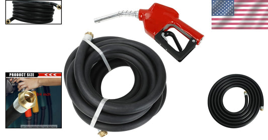 3/4'' x 20' PVC Fuel Hose with Automatic Nozzle for Efficient Dispensing