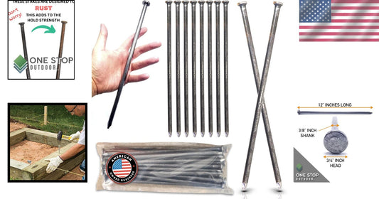 25-Pack Heavy Duty 12-Inch Round Metal Landscape Edging Anchors - Versatile Use