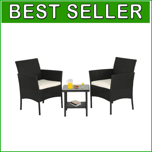 Comfortable Patio Wicker Chair Set with Glass Coffee Table for Yard Bliss